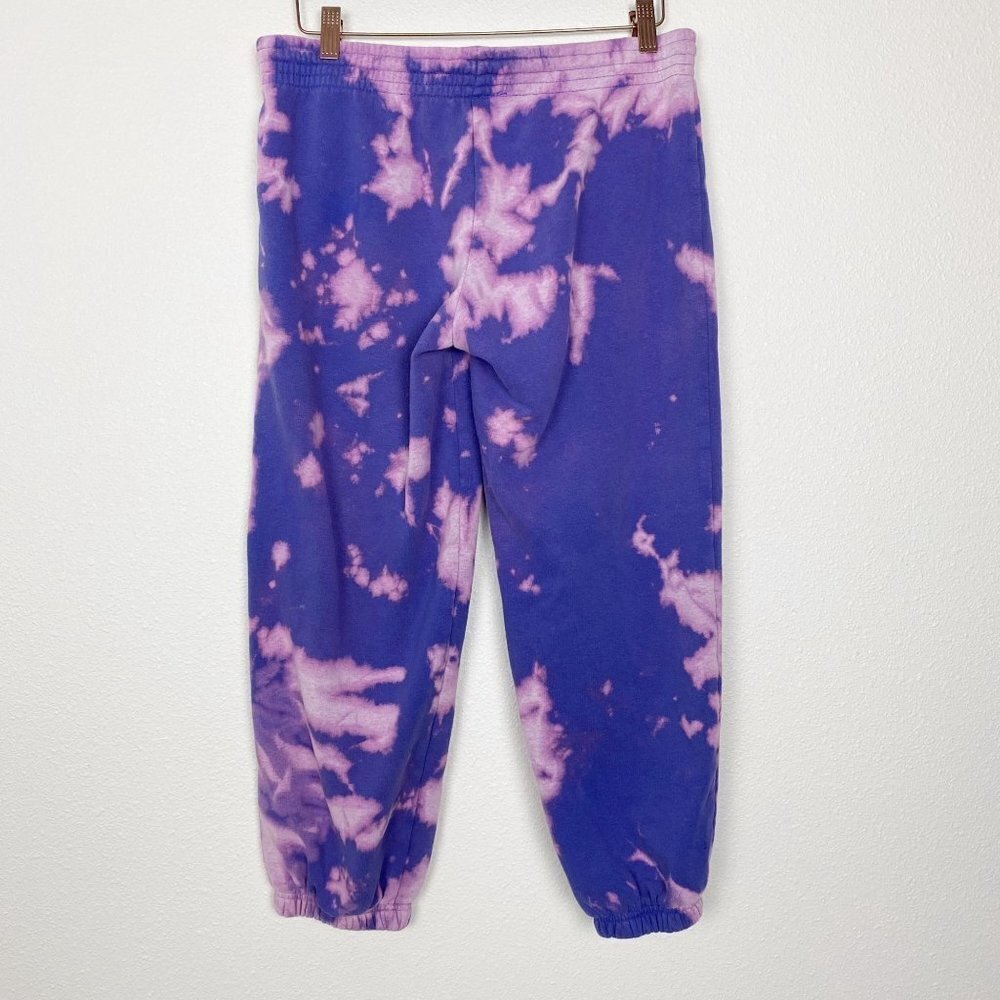 Upcycled Custom Bleach Tie Dye Jenni Star Rhinestone Cropped Jogger Sweatpants - Picture 4 of 8